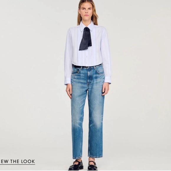 Sandro Cropped Shirt with Removable Tie - Picture 2 of 8